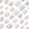 Claire's Ongles-Daisy Bling Squoval Vegan Faux Nail Set - 24 Pack