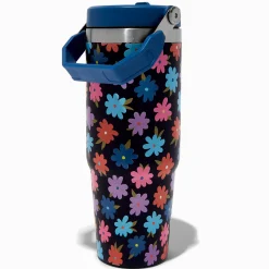 Claire's Gourdes Et Tasses-Daisy Navy Blue Stainless Steel Water Bottle