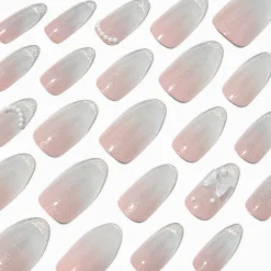 Claire's Ongles-3D Bow & Glitter Stiletto Vegan Faux Nail Set - 24 Pack