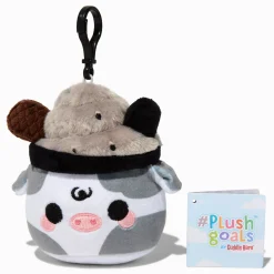 Claire's Cuddle Barn®-Décoration à clip pour sac en peluche Mooshake sésame noir 8 cm #Plush Goals by Cuddle Barn®