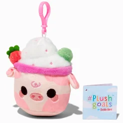 Claire's Cuddle Barn®-Décoration à clip pour sac fraise Mooshake 8 cm #Plush Goals by Cuddle Barn®