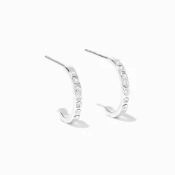 Claire's Anneaux|Bijoux Premium-Demi-créoles strass en argent