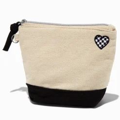 Claire's Porte-monnaies-DIY Small Black Checkered Heart Coin Purse