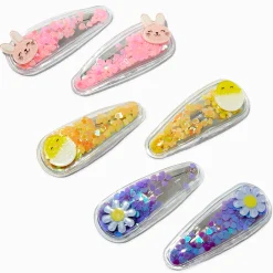 Claire's Barrettes Et Pinces-Easter Icons Shaky Confetti Snap Hair Clips - 6 Pack