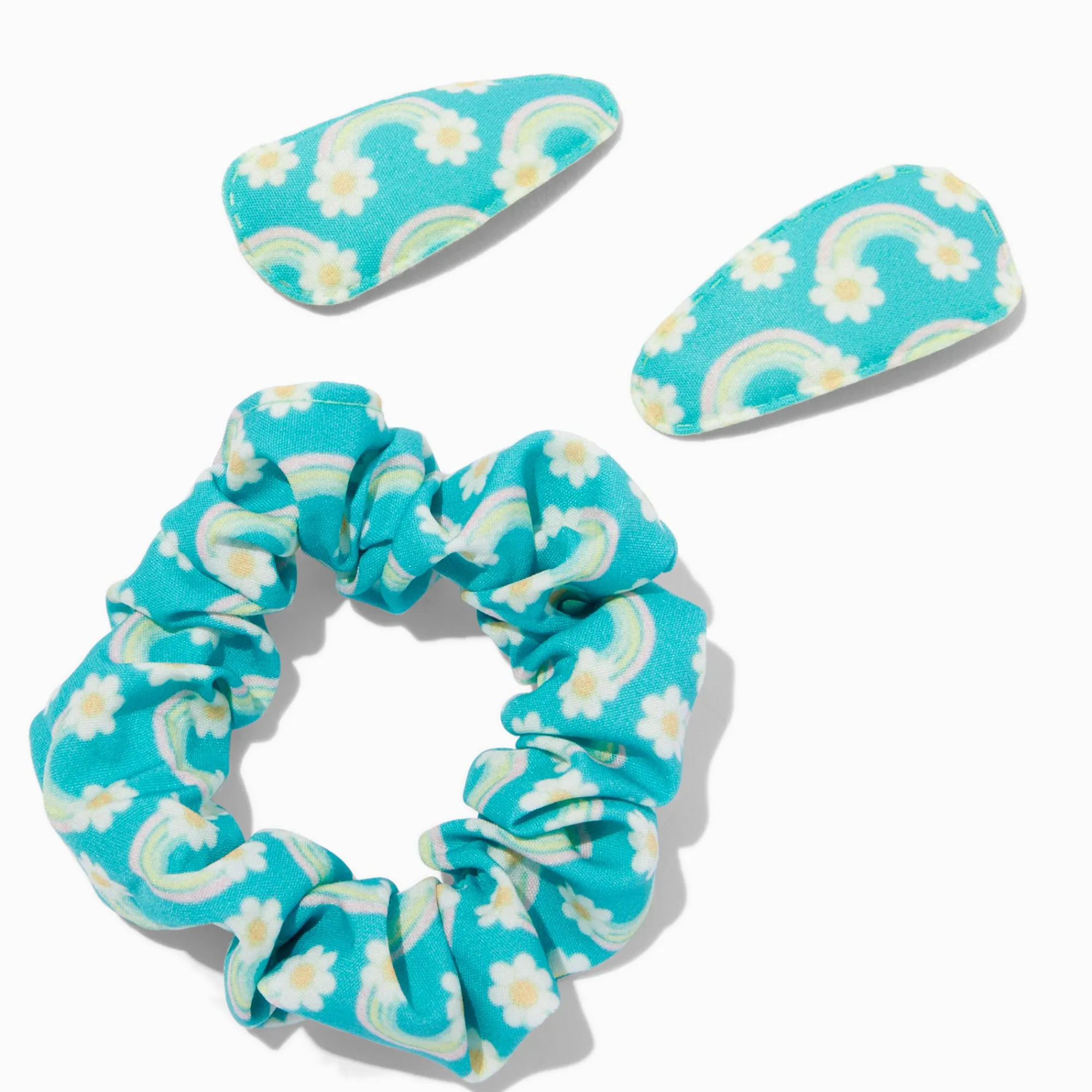 Claire's Noeuds Pour Cheveux|Chouchous-Ensemble barrette et chouchou arc-en-ciel bleu sarcelle Claire's Club - Lot de 3