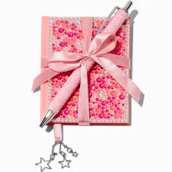 Claire's Cahiers Et Journaux Intimes|Stylos Et Crayons-Ensemble cadeau stylo et mini carnet étoile bling-bling rose