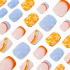 Claire's Ongles-Ensemble de faux ongles vegan squoval à carreaux et marguerites multiples - Lot de 24