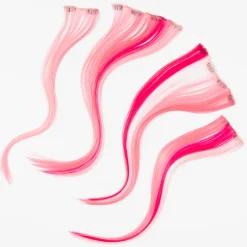 Claire's Perruques Et Extensions-Extensions de cheveux synthétiques à clip avec dégradé de couleurs - Rose, lot de 2