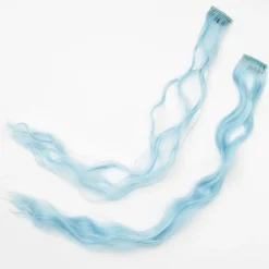 Claire's Perruques Et Extensions-Extensions de cheveux synthétiques bouclés bicolores à clip bleu ciel - lot de 2