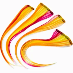 Claire's Perruques Et Extensions-Extensions de cheveux synthétiques à clip rouges et orange - Lot de 4