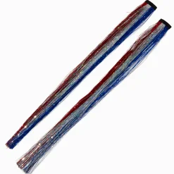 Claire's Perruques Et Extensions-Extensions de cheveux synthétiques bleu, blanc, rouge avec mèches scintillantes - Lot de 2
