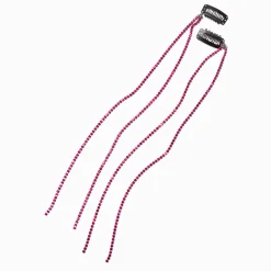 Claire's Perruques Et Extensions-Extensions de cheveux synthétiques à clip avec strass roses - Lot de 2