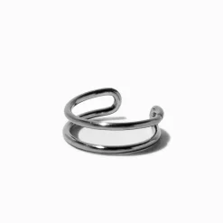 Claire's Bijoux Premium|Bijoux De Piercing-Faux anneau de nez double en acier inoxydable couleur argentée