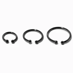 Claire's Bijoux Premium|Bijoux De Piercing-Faux anneaux de nez aux designs variés couleur hématite (lot de 3)