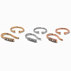 Claire's Bijoux De Piercing-Faux anneaux de nez strass en métaux mixtes - Lot de 6