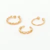Claire's Bijoux Premium|Bijoux De Piercing-Faux anneaux de nez tressés en acier inoxydable couleur dorée - Lot de 3