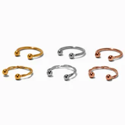 Claire's Bijoux De Piercing-Faux anneaux de nez unis et torsadés en métaux mixtes - Lot de 6