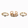 Claire's Bijoux De Piercing-Faux anneaux de nez variés strass couleur dorée - Lot de 3