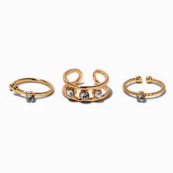 Claire's Bijoux De Piercing-Faux anneaux de nez variés strass couleur dorée - Lot de 3