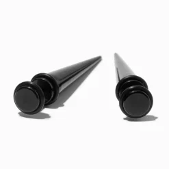 Claire's Bijoux Premium|Bijoux De Piercing-Faux écarteurs d'oreilles coniques en acier inoxydable noirs