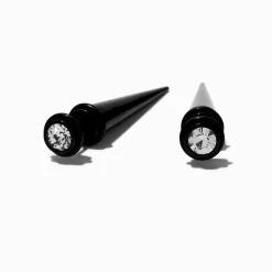Claire's Bijoux De Piercing-Faux écarteurs d'oreilles coniques strass noirs