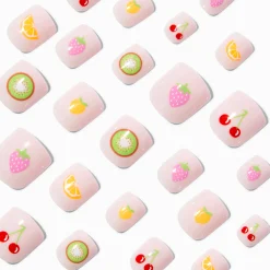 Claire's Ongles-Faux ongles autocollants carrés salade de fruits - Lot de 24
