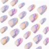 Claire's Ongles-Faux ongles vegan amande tourbillon arc-en-ciel - Lot de 24