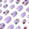 Claire's Ongles-Faux ongles vegan autocollants stiletto breloque fleur 3D - Lot de 24