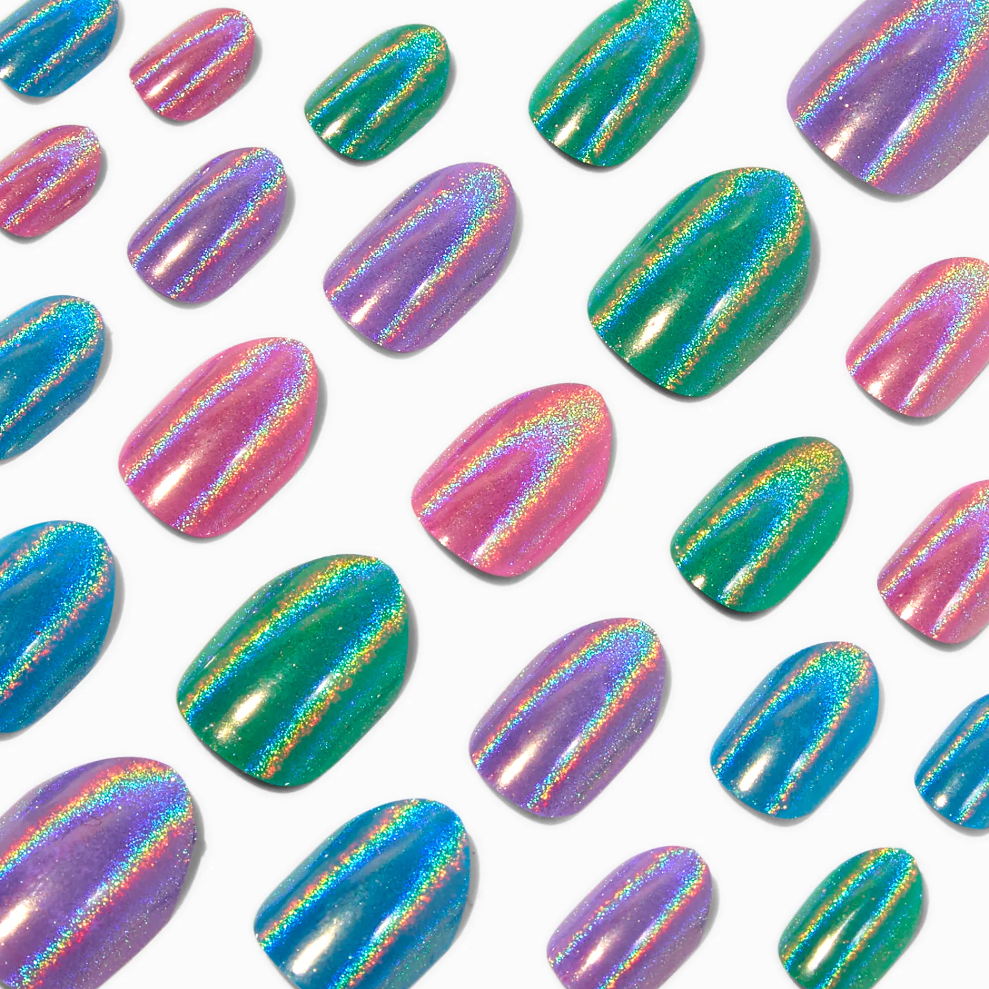 Claire's Ongles-Faux ongles vegan autocollants stiletto Sheen Queen - Lot de 24