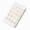 Claire's Ongles-Faux ongles vegan autocollants stiletto French manucure avec strass - Lot de 24