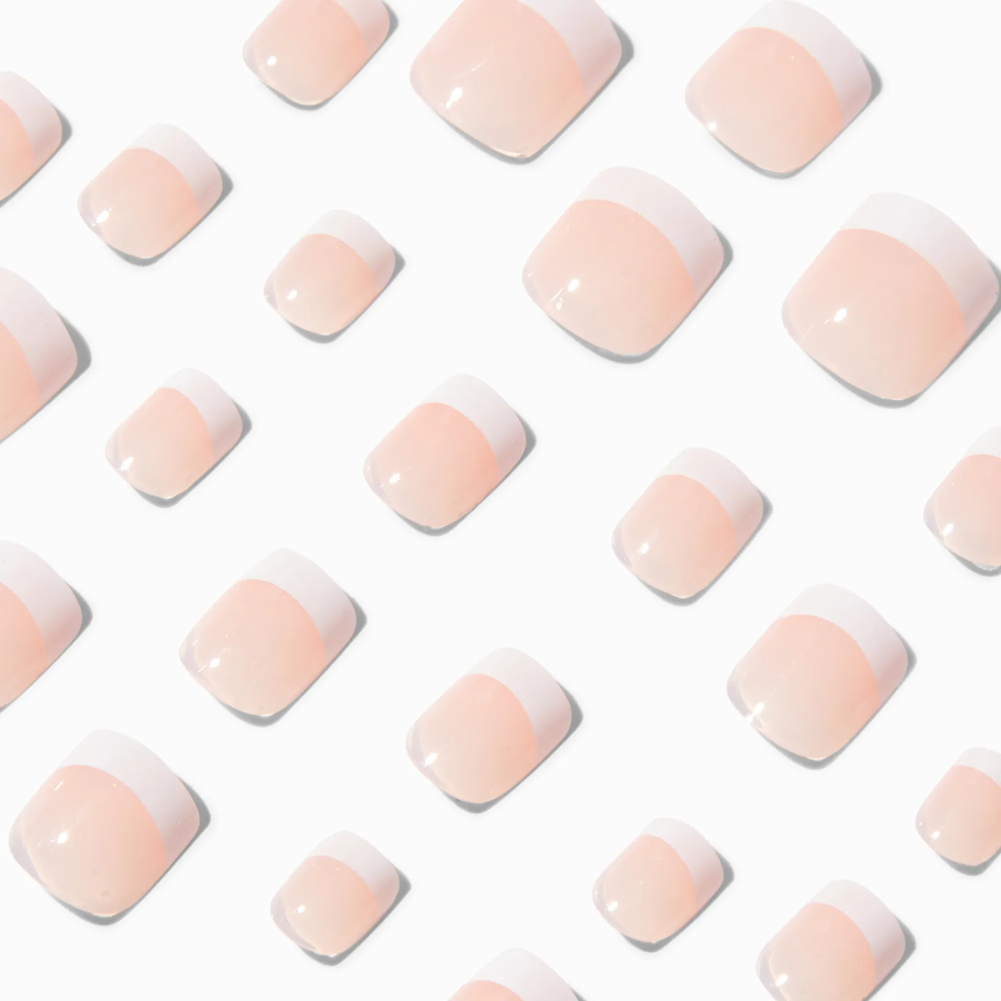 Claire's Ongles-Faux ongles vegan autocollants carrés French manucure - Lot de 24