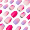 Claire's Ongles-Faux ongles vegan autocollants stiletto avec strass à dégradé rose - Lot de 24