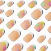 Claire's Ongles-Faux ongles vegan autocollants stiletto French manucure avec marguerites - Lot de 24