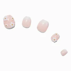 Claire's Ongles-Faux ongles vegan autocollants ballerine fleur 3D nude - Lot de 24