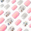 Claire's Ongles-Faux ongles vegan autocollants ballerine papillon couleur chromée rose - Lot de 24
