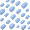 Claire's Ongles-Faux ongles vegan autocollants stiletto chromés bleus - Lot de 24