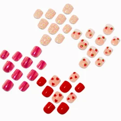 Claire's Ongles-Faux ongles vegan autocollants fraise Claire's Club - Lot de 4