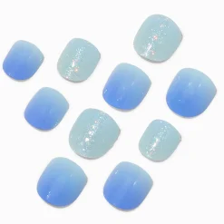 Claire's Ongles-Faux ongles vegan autocollants dégradés bleus Claire's Club - Lot de 10