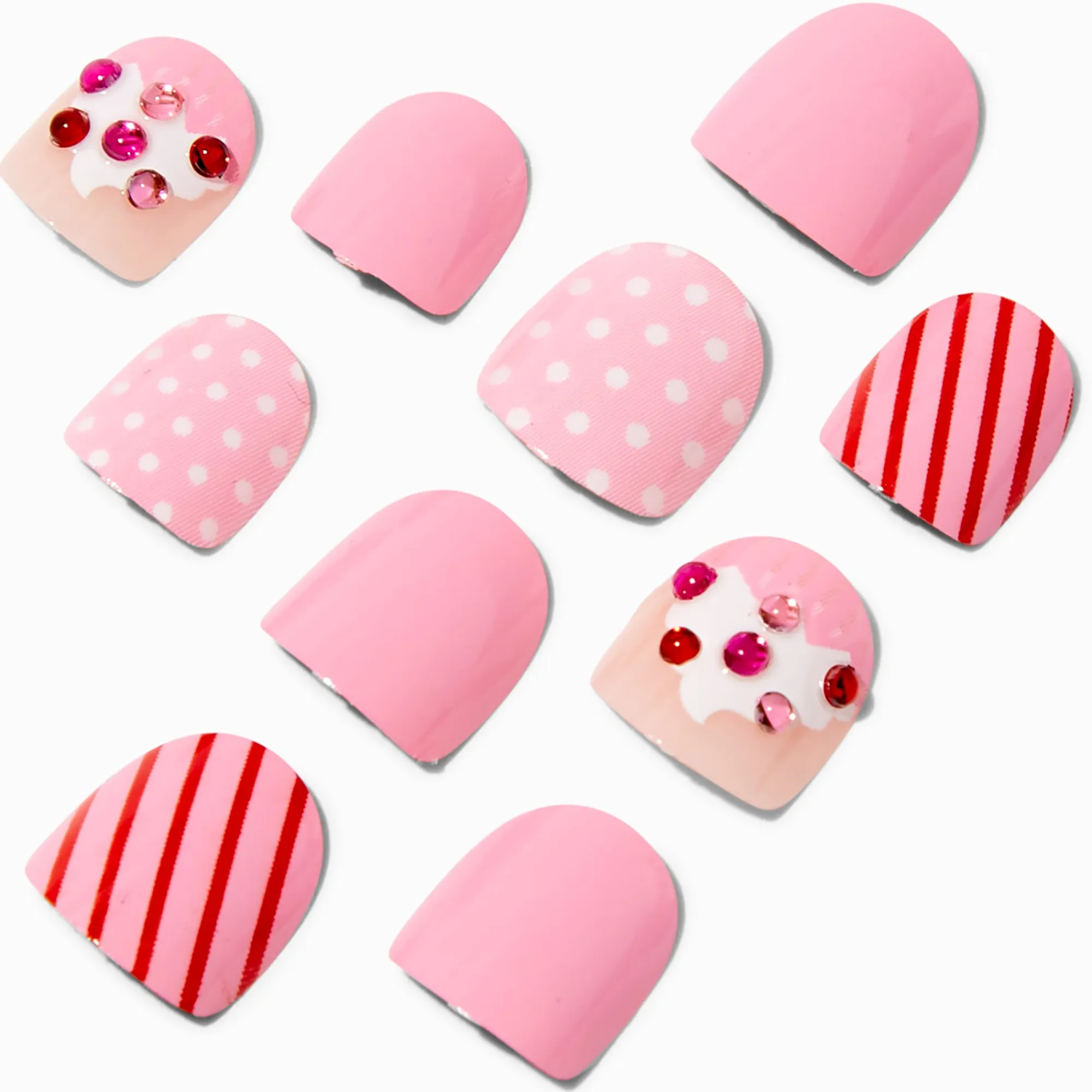 Claire's Ongles-Faux ongles vegan autocollants cupcake Claire's Club - Lot de 10