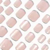 Claire's Ongles-Faux ongles vegan autocollants carrés French manucure taille fine pailletés couleur argentée - Pack de 24