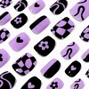 Claire's Ongles-Faux ongles vegan autocollants ballerine à carreaux noirs et violets - Lot de 24