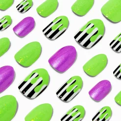 Claire's Ongles-Faux ongles vegan autocollants stiletto fluo effet goutte - Lot de 24