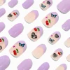 Claire's Ongles-Faux ongles vegan autocollants stiletto icônes French manucure violets - Lot de 24