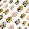Claire's Ongles-Faux ongles vegan autocollants stiletto léopard couleur dorée - Lot de 24