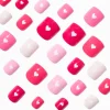 Claire's Ongles-Faux ongles vegan autocollants carrés en forme de cœur rouges et roses - Lot de 24