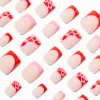 Claire's Ongles-Faux ongles vegan carrés French manucure cœur rouges - Lot de 24