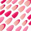 Claire's Ongles-Faux ongles vegan en amande longs French manucure roses monochromes - Lot de 24