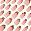 Claire's Ongles-Faux ongles vegan longs en amande French manucure guépard - Lot de 24