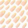 Claire's Ongles-Faux ongles vegan squareletto marguerite blanche et French manucure jaune - Lot de 24