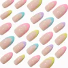 Claire's Ongles-Faux ongles vegan stiletto à étoiles style French manucure arc-en-ciel - Lot de 24